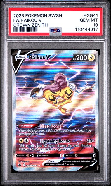 VortexRelic — Raikou V Pokemon Crown Zenith Galarian Gallery #GG41/GG70 PSA 10 – Official Pokemon TCG Product by VortexRelic