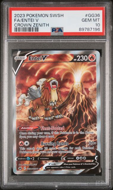 VortexRelic — Entei V Pokemon Crown Zenith Galarian Gallery #GG36/GG70 PSA 10 – Official Pokemon TCG Product by VortexRelic