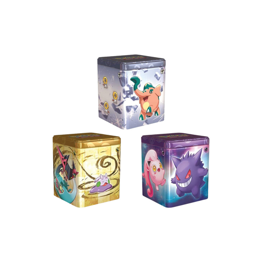 VortexRelic — 2024 Q1 Pokemon Stacking Tin Display (Psychic, Metal, Dragon) 6 tin case – Official Pokemon TCG Product by VortexRelic