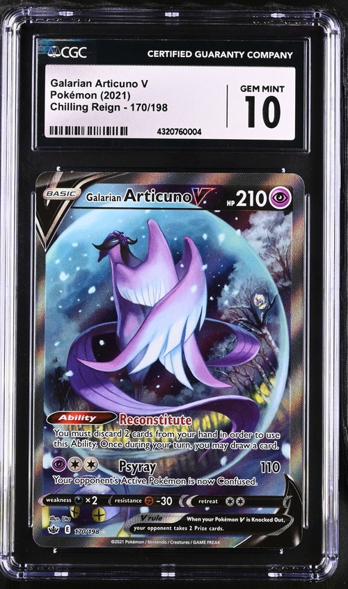VortexRelic — Galarian Articuno V Pokemon Chilling Reign Alternate Full-Art #170/198 CGC 10 – Official Pokemon TCG Product by VortexRelic