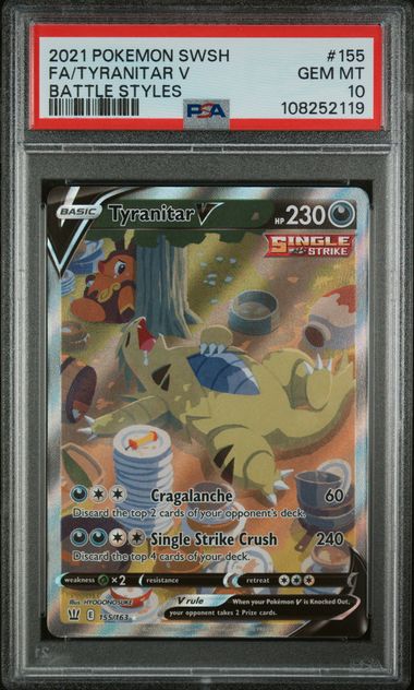 VortexRelic — Tyranitar V Pokemon Battle Styles Alternate Full Art #155/163 PSA 10 – Official Pokemon TCG Product by VortexRelic