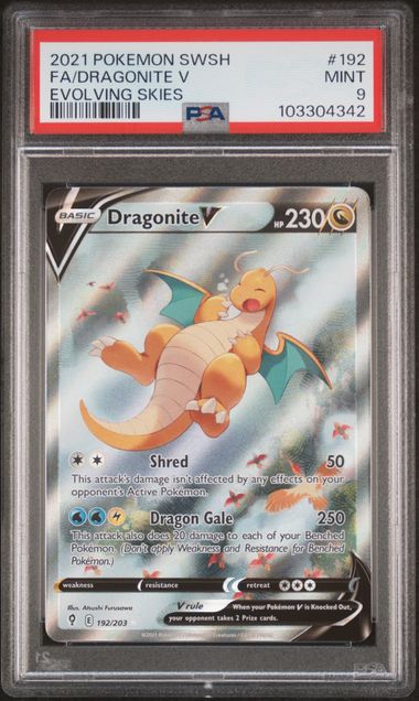 VortexRelic — 2021 Pokemon Sword Shield Dragonite V Evolving Skies Full Art #192 PSA 9 – Official Pokemon TCG Product by VortexRelic