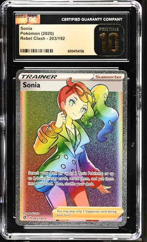 VortexRelic — Sonia Trainer 2020 Pokemon Rebel Clash lucky rainbow holo 203/192 CGC 10 Pristine – Official Pokemon TCG Product by VortexRelic