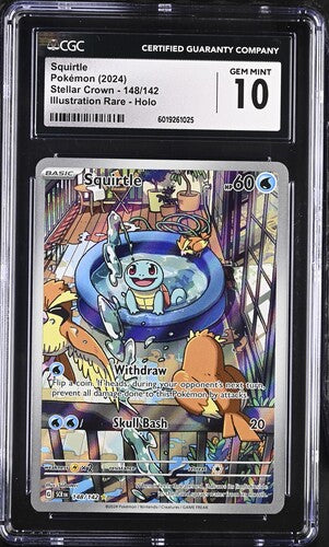 VortexRelic — Squirtle Illustration Rare 2024 Pokemon Stellar Crown holo 148/142 CGC 10 – Official Pokemon TCG Product by VortexRelic