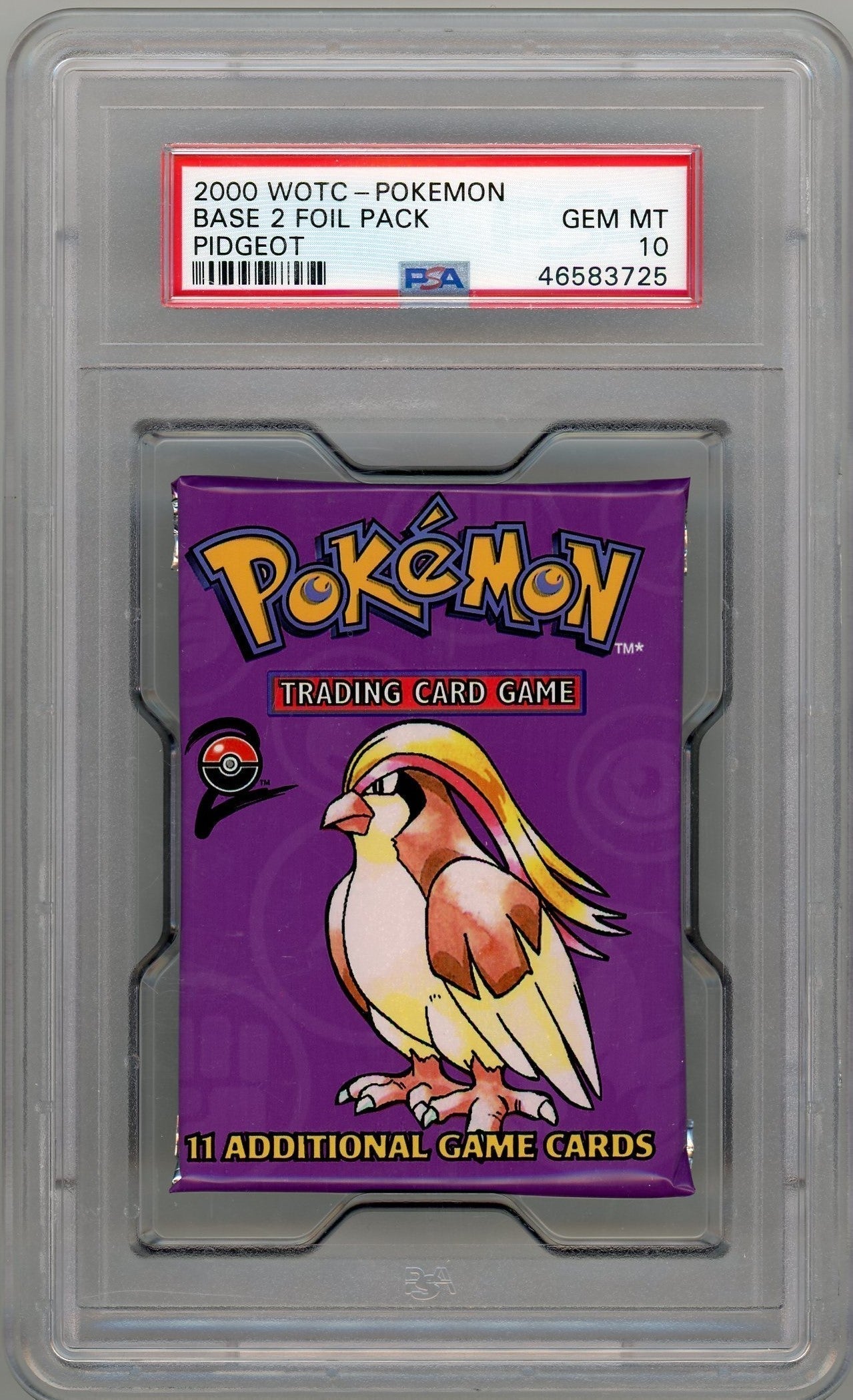 VortexRelic — Pokemon 2000 WOTC Base Set 2 Foil Pack Pidgeot PSA 10 – Official Pokemon TCG Product by VortexRelic