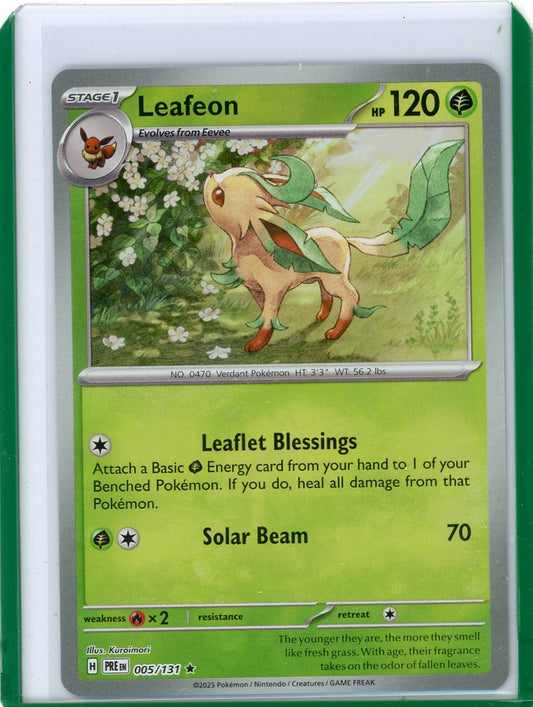VortexRelic — Leafeon 2025 Pokemon Prismatic Evolutions Master Ball rare holo 005/131 – Official Pokemon TCG Product by VortexRelic