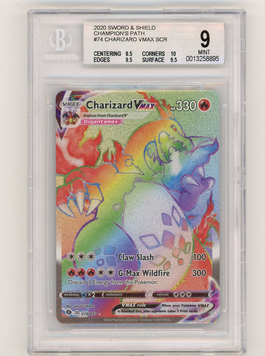 VortexRelic — Charizard Vmax Pokemon Champion's Path Rainbow Full-Art #074/073 BGS 9 – Official Pokemon TCG Product by VortexRelic
