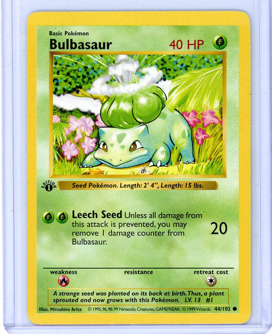 VortexRelic — Bulbasaur 1999 Pokemon Base Set 1st Edition Shadowless #44/102 – Official Pokemon TCG Product by VortexRelic