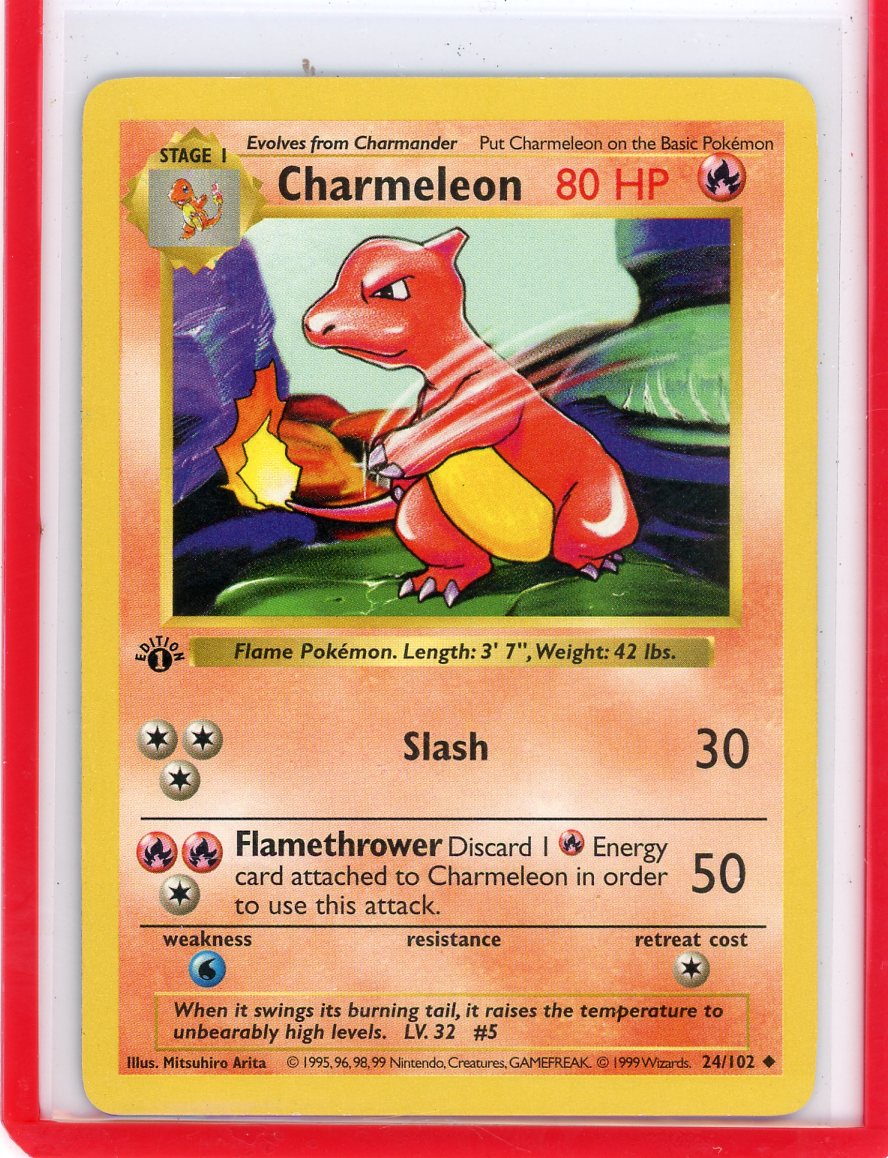 VortexRelic — Charmeleon 1999 Pokemon Base Set 1st Edition Shadowless non holo 24/102 – Official Pokemon TCG Product by VortexRelic