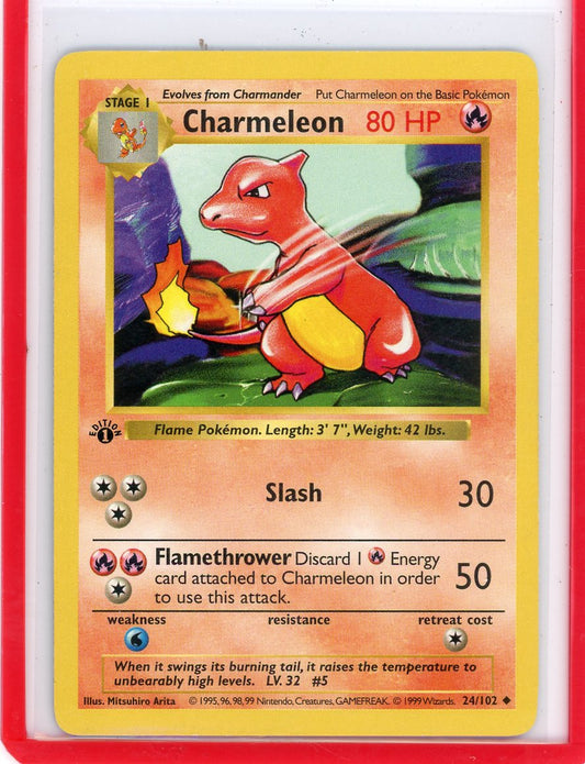 VortexRelic — Charmeleon 1999 Pokemon Base Set 1st Edition Shadowless non holo 24/102 – Official Pokemon TCG Product by VortexRelic