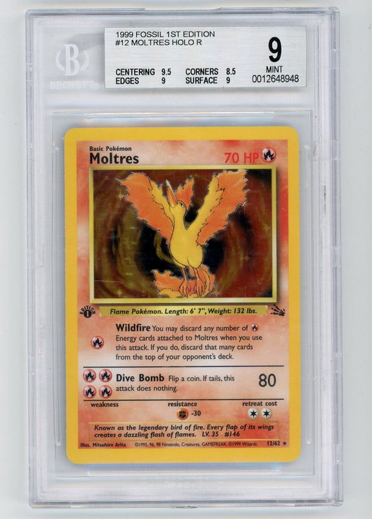 VortexRelic — Moltres 1999 Pokemon Fossil 1st Edition Holo #12/62 BGS 9 – Official Pokemon TCG Product by VortexRelic