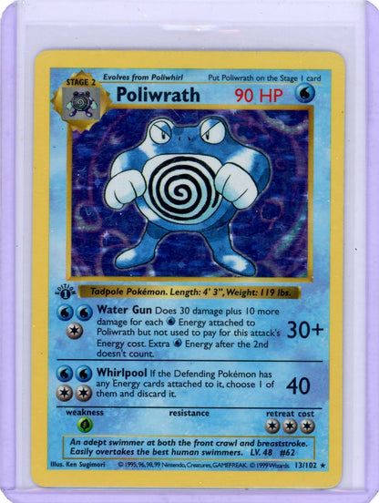VortexRelic — Poliwrath 1999 Pokemon Base Set 1st Edition Holo #13/102 – Official Pokemon TCG Product by VortexRelic
