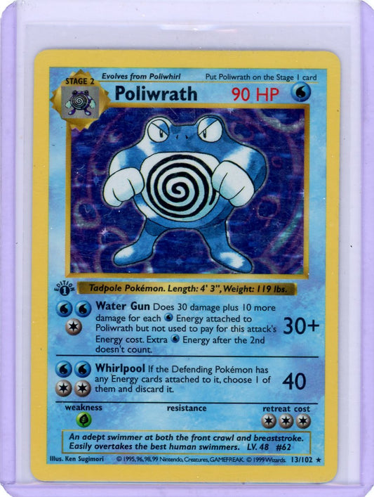 VortexRelic — Poliwrath 1999 Pokemon Base Set 1st Edition Holo #13/102 – Official Pokemon TCG Product by VortexRelic