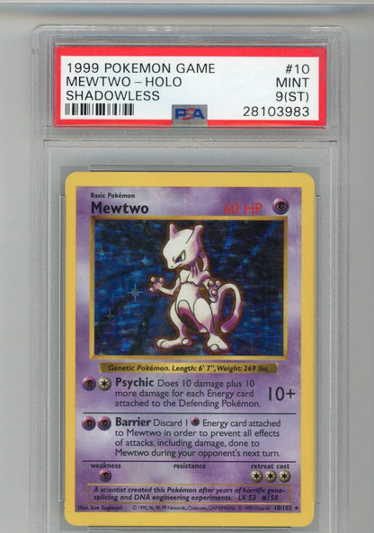 VortexRelic — Mewtwo 1999 Pokemon Game Shadowless Holo PSA 9 (ST) – Official Pokemon TCG Product by VortexRelic