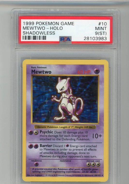 VortexRelic — Mewtwo 1999 Pokemon Game Shadowless Holo PSA 9 (ST) – Official Pokemon TCG Product by VortexRelic