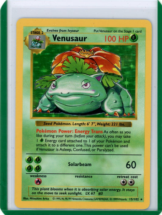 VortexRelic — Venusaur 1999 Pokemon Base Set Shadowless Holo #15/102 – Official Pokemon TCG Product by VortexRelic