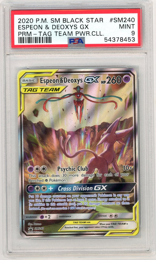 VortexRelic — Espeon & Deoxys GX Pokemon Black Star Promo #SM240 PSA 9 – Official Pokemon TCG Product by VortexRelic