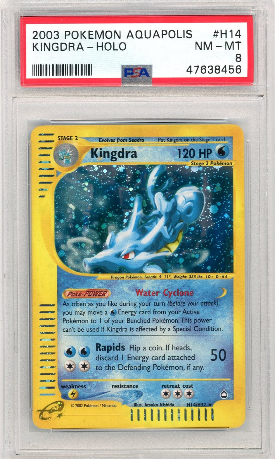 VortexRelic — Kingdra 2003 Pokemon Aquapolis Holo #H14/H32 PSA 8 – Official Pokemon TCG Product by VortexRelic