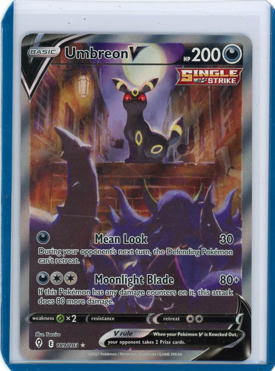 VortexRelic — Umbreon V Pokemon Evolving Skies Illustration Rare holo 189/203 (LP/MP) – Official Pokemon TCG Product by VortexRelic